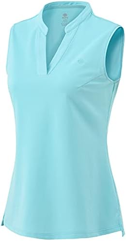 JINSHI Women’s Sleeveless Golf Shirts V Neck Sports Polo Shirts Athletic Workout Tops Shirts