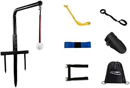 316kuNtC6sL._AC_.jpg POSMA ST080A Metal Golf Swing Trainer Club Champ Swing Groover and 5 Posture Correctors Gift Set Black Cinch Sack Carry Bag- Golf Training Aid - Image 1