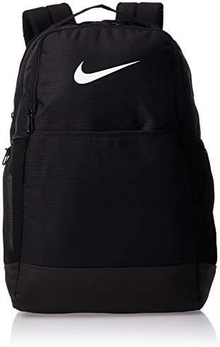 Nike Brasilia Medium Training Backpack, Nike Backpack for Women and Men with Secure Storage & Water Resistant Coating, Black/Black/White