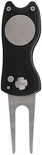 Golf Divot Repair Tool with Magnetic Ball Marker, Metal and Foldable Design