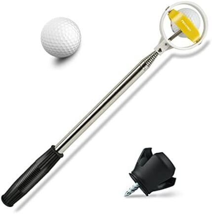 Proanko Golf Ball Retriever, Stainless Telescopic Extendable Golf Ball Retriever for Water w/Golf Ball Pick Up Retriever and Putter Grabber Claw