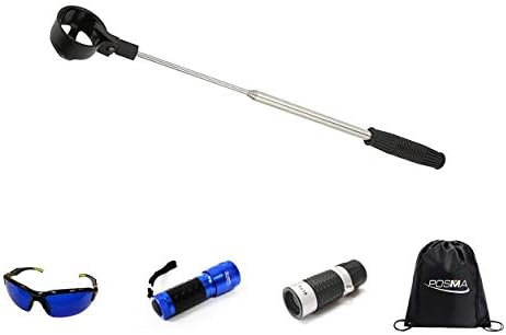 31ivAr72ziL._AC_.jpg POSMA BR050A4 Golf Telescopic Golf Ball Retriever Finder Set with Ball Retriever Ball Finder Glassese, Ball Finder Torch, Golf Ranger Finder Carry Bag - Image 1