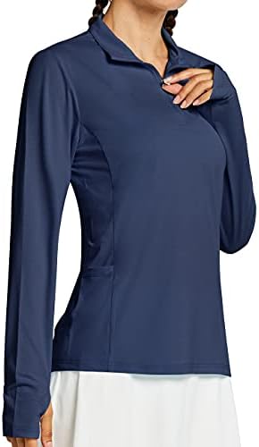 Libin Women's UPF 50+ Long Sleeve Golf Shirts Sun Protection Half-Zip SPF UV Tennis Shirts Running Hiking Outdoor Tops