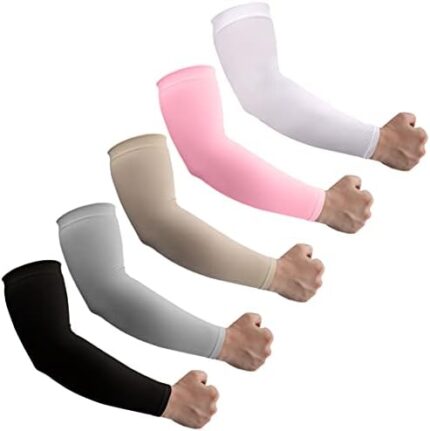 UPF50+ 5 Pairs Sun UV Protection Cooling Sleeves Compression Sleeve for Arm Tattoo Cover…