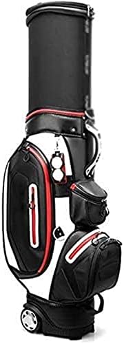 TUHFG Golf Push Cart Golf Bag, Portable Telescopic Bag with Wheels, Large Capacity Multifunctional Carrying Bag Unisex with Ball Clip