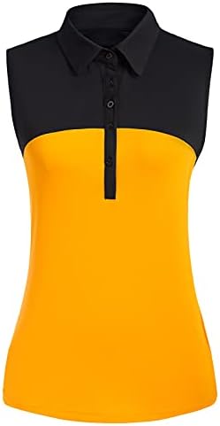 JACK SMITH Women's Sleeveless Polo Shirts Quick Dry Golf Tennis Shirt Color Block Athletic Tops