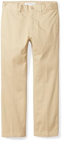 Amazon Essentials Boys' Uniform Straight-Fit Flat-Front Chino Khaki Pants