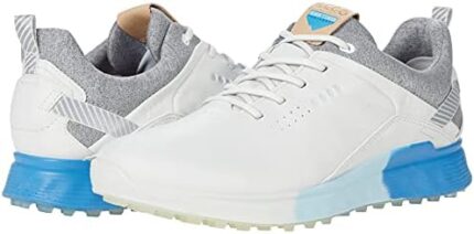 ECCO Men's S-Three Gore-TEX Golf Shoe, White/Blue, 5-5.5