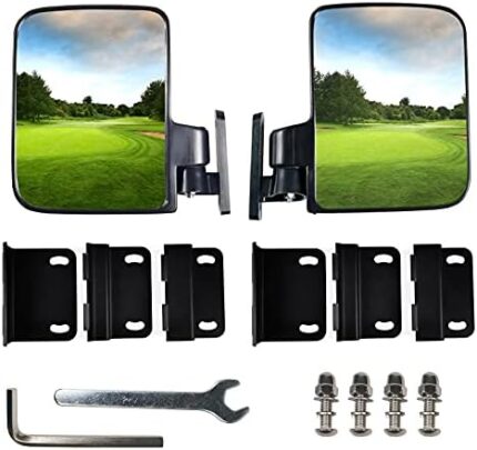 Mamiko No-Drilling Required Golf Cart Folding Side View Mirrors Compatible with Club Car, EZGO, Yamaha, Star, Zone Carts Side Mirror - Sold in Pairs - Breakaway