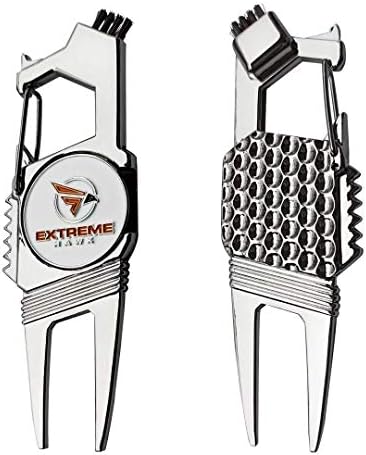 Extreme Hawk Golf Divot Repair Tool – 7 in 1 Multipurpose Golf Tool – Lightweight and Compact Golf Tool Set – Golden Silver and Black – Durable and Sturdy Golf Gadgets – Ideal Gift for Golf Lovers