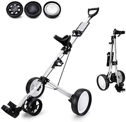 TUHFG Golf Push Cart Trolley Golf Golf Push Cart 4-Wheel Foldable Golf Pull Cart with Score Board Golf Easy Carry and Fold Golf Carts