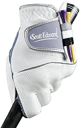 Scott Edward Golf Glove Men Women, No-Slip, Breathable, Soft, Worn on Left Hand. White/Black