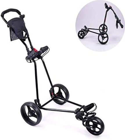 Golf Push Cart 3 Wheels Foldable Hand Cart 3 Wheel Push and Pull Cart Trolley with Score Board, Quick Open and Close Golf Pull Cart