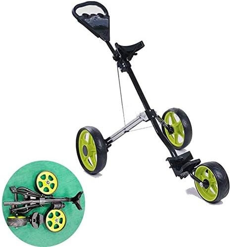 411qMv36GYL._AC_.jpg ANJING 3 Wheel Push Golf Cart, Lightweight Foldable Golf Trolley with Drink Holder Seat, One Second to Open and Close Folding Cart - Image 1