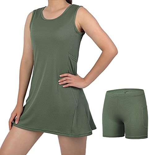 411swIxOxeS._AC_.jpg beroy Tennis Golf Dress for Women with Shorts - Women Sleeveless & 4 Pockets Workout Exercise Clothes - Image 1