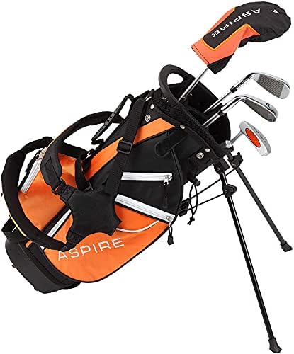 Aspire Golf Junior Plus Complete Golf Club Set for Children Kids - 5 Age Groups Boys & Girls - Right Hand (Orange Ages 5-6)