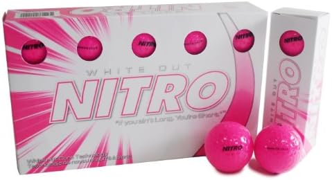 412KMsoN3AL._AC_.jpg Nitro Long Distance Peak Performance Golf Balls (15PK) All Levels White Out 70 Compression High Velocity White Hot Core Long Distance Golf Balls USGA Approved-Total of 15-Hot Pink - Image 1