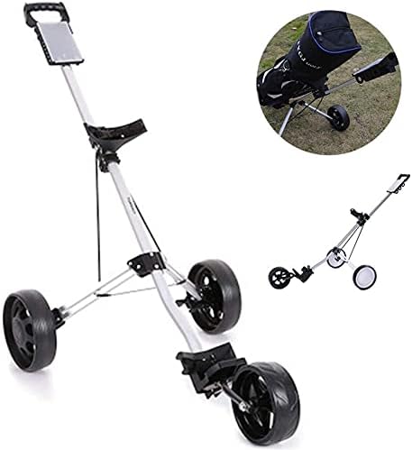 412S4J0rE2S._AC_.jpg TUHFG Golf Push Cart Folding 3 Wheel Push Pull Golf Cart - Foot Brake, Kettle Stand - One Second to Open/Close - Image 1