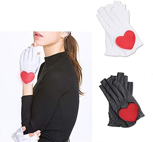 413VJzkb2CL._AC_.jpg YADSHENG Women's Golf Gloves Golf Gloves Ladies Slip PU Gloves Breathable Wear Hands Exposed Nail Ball Gloves Love Pattern Gloves Golf Gloves (Color : Black, Size : 21) - Image 1