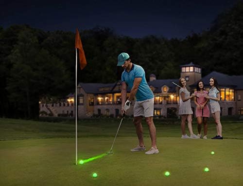 414JaWTTNeL._AC_.jpg Outatime Sport Glow in The Dark Golf Balls - Tournament-Grade Luminous Glowing Balls -Rechargeable via UV Flashlight & Green Bag - Mesh Carry Storage Case Included - Image 1
