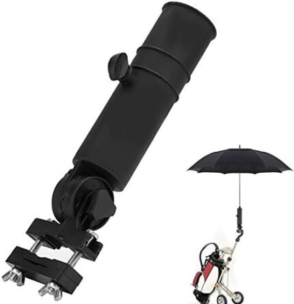 Golf Umbrella Holder, Angle Adjustable, Universal Golf Cart Umbrella Stand for Golf Cart Handles Black