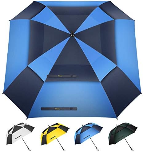 415iYTl6YSL._AC_.jpg Heasy Large Windproof Golf Umbrella, 54/62 inch Big Double Canopy Vented Square Umbrella Automatic Open Oversize Stick Rain Umbrellas for Family - Image 1