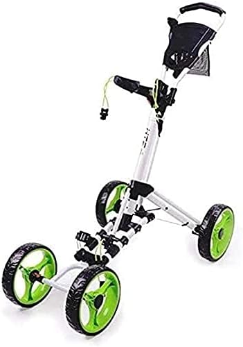 Golf Push Cart Golf Trolley Golf Push Carts 4 Wheel Golf Push Cart -Folding Golf Pull Trolley with Drink Holder Scoreboard Bag, Lightweight Push Pull Golf Cart Easy to Open