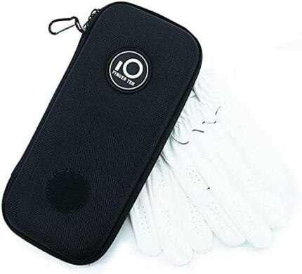 Golf Gloves Holder Case with Carabiner Storage Box Protect and Keep Glove Dry, Golf Accessories for Men Women Golfers Gift Black Blue