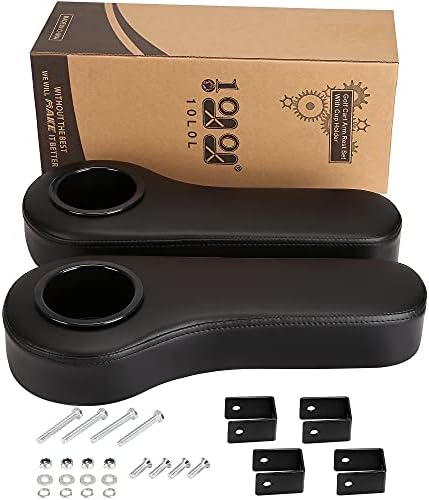 9.99WORLD MALL 2 Pack Golf Cart Rear Seat Kit Arm Rests with Cup Holder, Universal for EZGO, Club Car, Yamaha, Or More