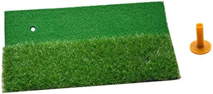 417D7Nf3dvL._AC_.jpg POSMA HM100 Golf Long and Short Grass Hitting Mat Portable Golf Practice Mat Golf Swing Pad Golf Driving Turf Training Aid - 30x60cm with Rubber tee - Image 1