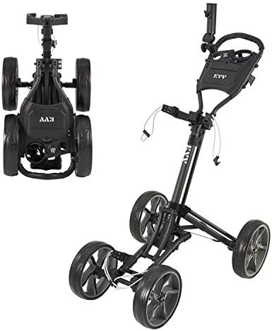 KVV 4 Wheel Foldable/Collapsible Golf Push Cart-with Super Strong & Lightweight Aluminum Frame-One Step to Open and Close
