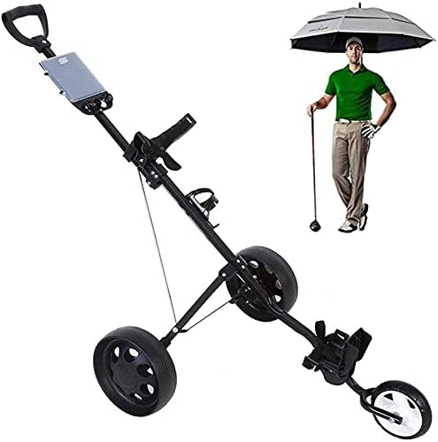 417fnbMFdHS._AC_.jpg TUHFG Golf Push Cart Foldable 3 Wheel Golf Push Pull Cart Lightweight Collapsible Golf Trolley with Cup Holder, Foot Brake Easy to Open/Close - Image 1