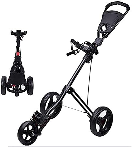 418qytZs4mS._AC_.jpg TUHFG Golf Push Cart Golf trolleys 3 Wheel 360° Swivel Folding Push Pull Golf Cart with Foot Brake|Golf One Second to Open/Close Golf carts - Image 1