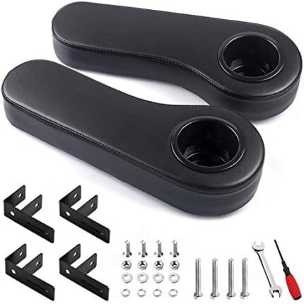 Roykaw Golf Cart Armrest with Cup Holder for EZGO Club Car Yamaha - Upgrade Support Frame/No Drilling Required/Prevent Tilting/Better Load Bearing