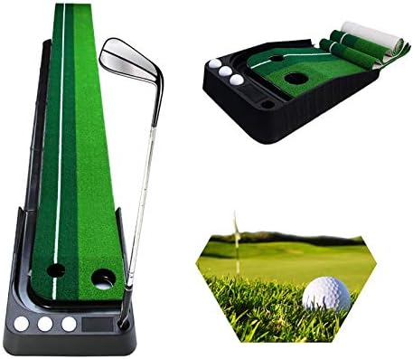 419Wa583IDL._AC_.jpg Nicheo Golf Putting Green Portable Putting Mat for Indoor and Outdoor Use with Auto Ball Return Function 8.2 ft x 11.8 inch Golf Practice Mat Aid for Home Office - Image 1