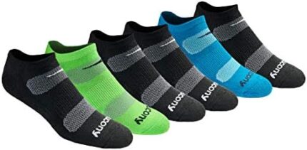 Saucony Men's Multi-Pack Mesh Ventilating Comfort Fit Performance No-Show Socks