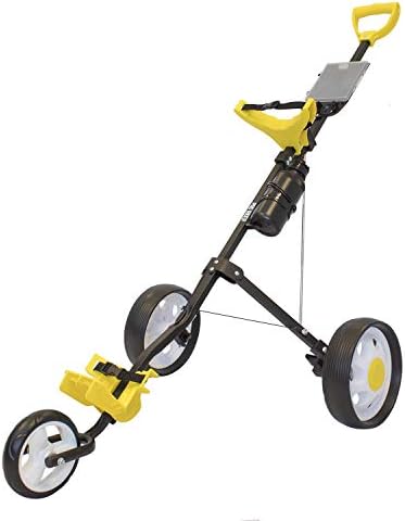 Pro Rider 3 Wheel Push Golf Trolley - Manual Push/Pull Golf Cart (Black & Yellow)