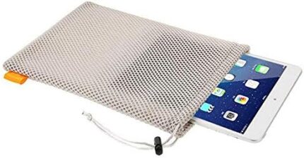 Partstock 4-Pack Gray Nylon Mesh Drawstring Storage Pouch Bag - 7.5 x 11 Inch for 9 Inch Tablets & iPad Pro/Air - Digital Camera Accessories,Golf Ball Bag