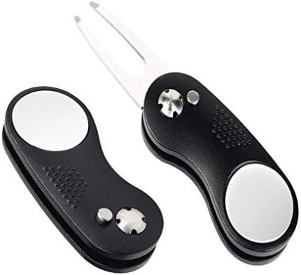 DREAM HORSE Golf Divot Repair Tool Metal Durable Strip Golf Divot Repair Tool Foldable Magnetic Stainless Steel Switchblade