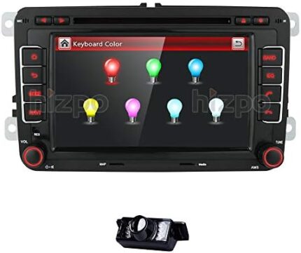 hizpo HD 7 Inch Double Din Car Stereo GPS DVD Navi for VW Golf Polo Passat Tiguan Jetta EOS+US Map+Camera Capacitive Screen