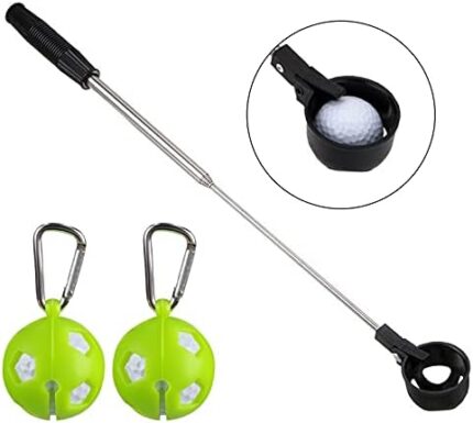 Golf Ball Retriever and 2pcs Golf bag,Stainless Extendable Golf Ball Retriever Telescopic for Water Retriever,Golf Ball Pick Up Retriever Grabber,Golf Gift for Men,Golf Accessories for Men,6ft