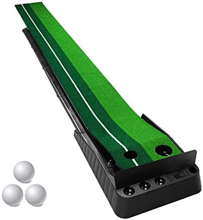 Golf Putting Green Mat Indoor Outdoor with Baffle Plate Auto Ball Return System Alignment Line Portable Mini Golf Practice Training Aid Equipment Game and Golf Gifts for Men Home Office Outdoor Use