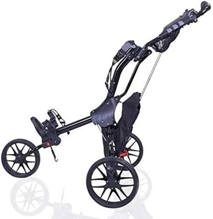 Golf Push Cart Trolley Golf Golf Golf Cart Lightweight Foldable with 360 Rotating Front Wheel One Second to Open and Close 3 Wheel Golf Push Cart (Color : Black) (Color : Black)