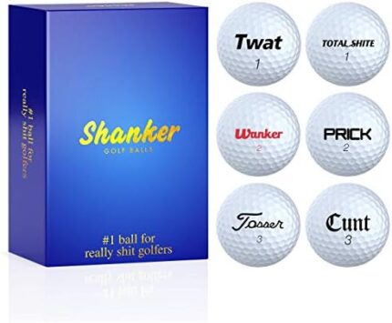 Shanker Golf Balls - Rude Trick Balls with Funny Sayings (6 Ball Gift Pack, Novelty Gag, Playing Quality) - Hero Edition - The #1 Ball for Shite Golfers