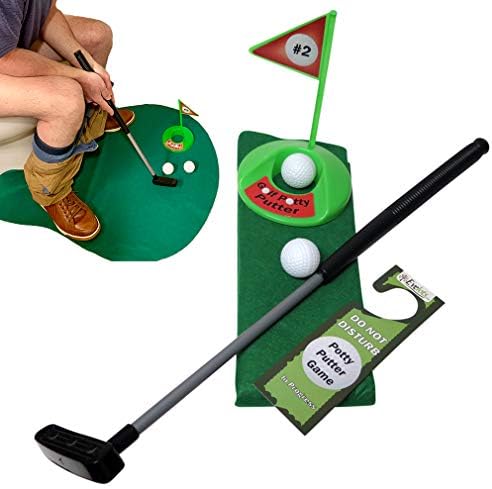 41CJ-f04z0L._AC_.jpg Evelots Potty Putter Toilet Mini Golf Game, Novelty Gag Gift, Putting Practice - Image 1