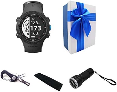 41CWeSnXZVL._AC_.jpg POSMA GS-GB3A Golf Triathlon Multi Sport GPS Watch Range Finder Deluxe Gift Set with 5-in-1 Divot Tool Golf Towel and 21 LED UV Ball Finder Torch Included Elegant Gift Box - Image 1