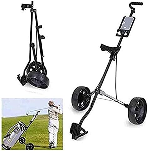 41CrtxDrzYS._AC_.jpg Golf Push Cart Golf Cart 2 Wheel Trolley Swivel Folding Pull Push Golf Cart New Golf Push Carts Easy to Open and Close for Outdoor Travel Home Sport Exercising (Color : Black) - Image 1