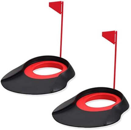 HOW TRUE 2 Pack Golf Practice Putting Cup Golf Putter Regulation Cup Golf Putting Green Hole Flag Indoor Outdoor Practice Training Aids