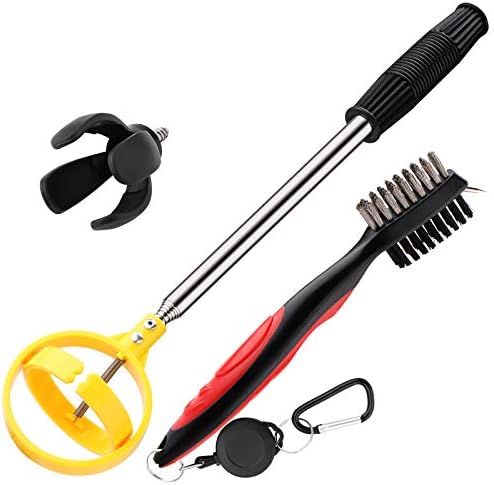41F3h3W9EqL._AC_.jpg LiteBee Golf Ball Retriever, Potable Golf Ball Grabber, Golf Ball Picker and Pocket Brush with Automative Locking Scoop for Water Telescopic - Image 1