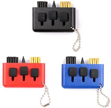 Qidie Golf Club Brush and Groove Cleaner 3-Pack Cleaning Tool Sharpener 3 in 1 Pocket Portable Retractable ，Light and Small Golf Cleaning Accessories can be Hung